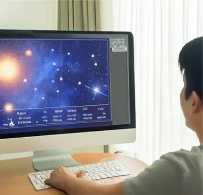 A man watching software on the computer