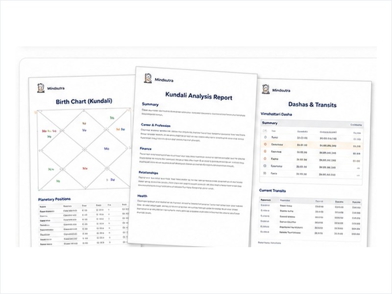 Mindsutra Kundali and professional PDF report sample pages